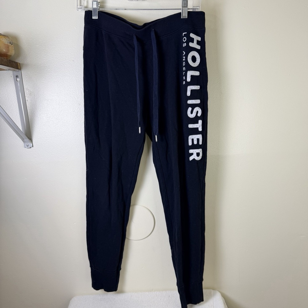 Vintage Y2K Hollister Low Rise Jogger  Sweatpants Large Black Logo Spellout Mall